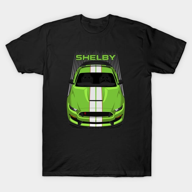 Ford Mustang Shelby GT350R 2015 - 2020 - Grabber Lime - White Stripes T-Shirt by V8social